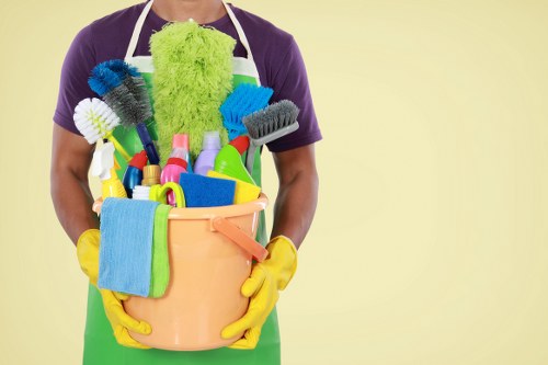 Local cleaner preparing equipment for a property in Notting Hill