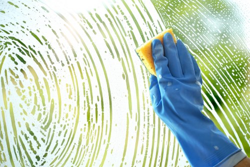 Professional cleaner maintaining meeting rooms and workspaces