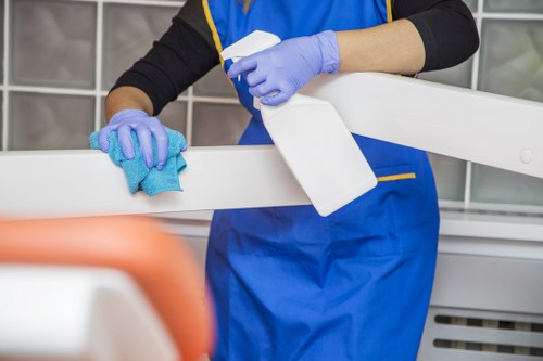 Local upholstery cleaner working on commercial seating in Nottinghill